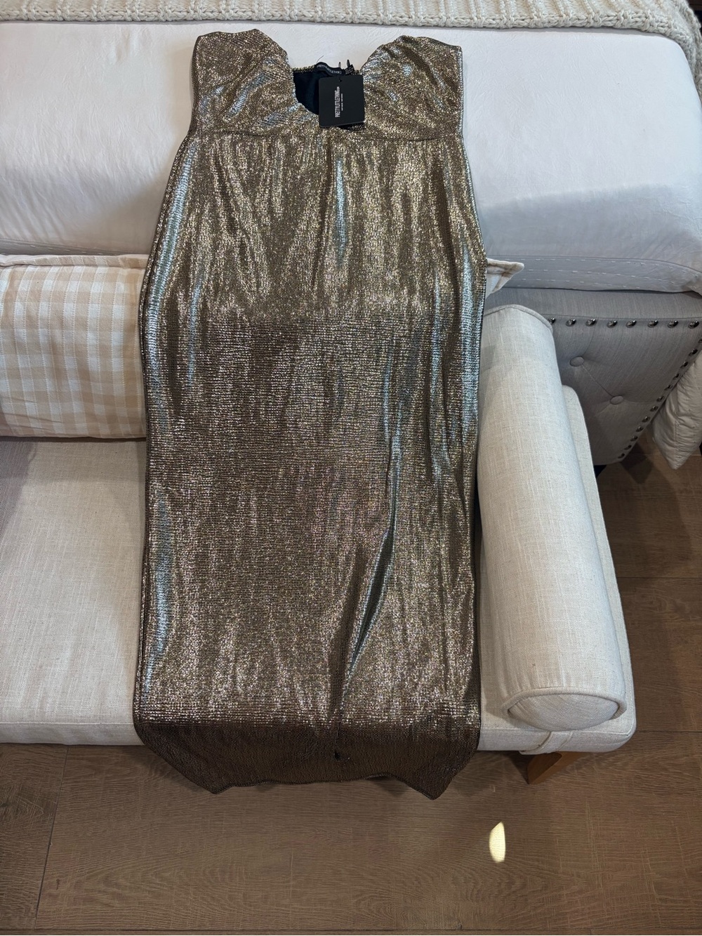 PrettyLittleThing Metallic Gold dress